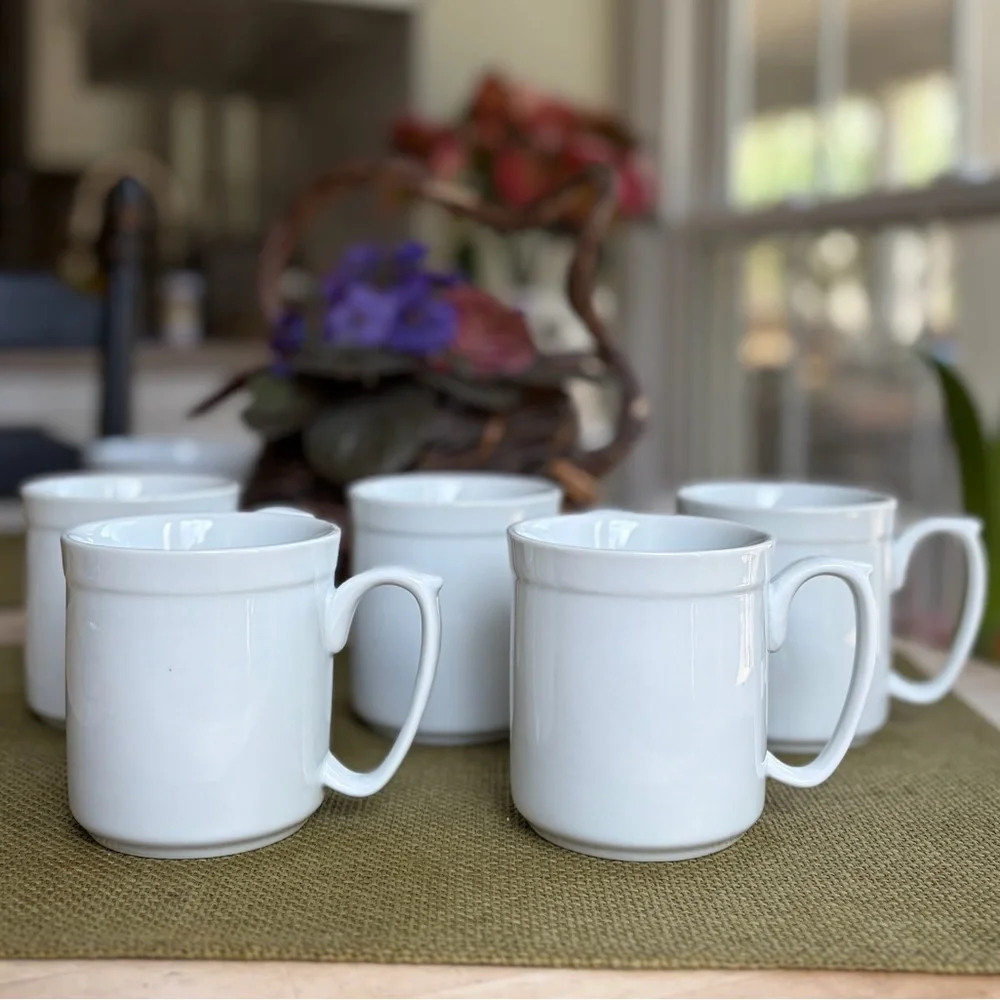 Williams Sonoma Pantry Essentials White Ceramic Mugs - Set of 5